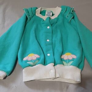 Vintage Carter's Teal Daisy Cardigan 24 Month